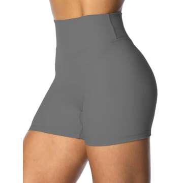 Sunzel Women's Invisible Butt Scrunch Shorts, High Waisted Biker Shorts, Gym Workout Yoga Running Shorts with Tummy Control 4" Inseam Charcoal Gray X-Small