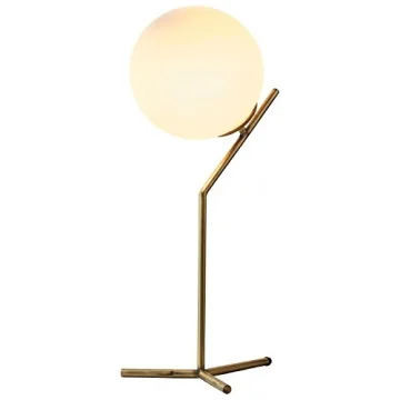 Rivet Glass Ball Table Lamp with LED Included, Brass
