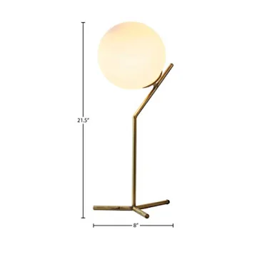 Rivet Glass Ball Table Lamp with LED Included, Brass