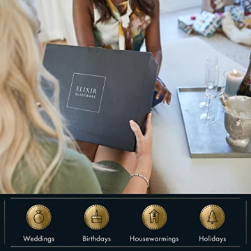 ELIXIR Glassware Beautiful Champagne Flutes Set of 6