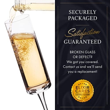 ELIXIR Glassware Beautiful Champagne Flutes Set of 6