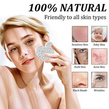 60-Count Kickleen Compressed Cellulose Heart Shape Facial Sponges | 100% Natural Cosmetic Spa Sponge...