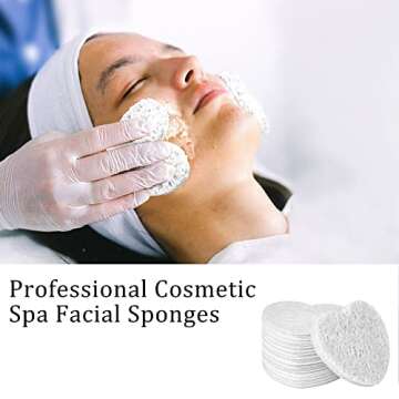 60-Count Kickleen Compressed Cellulose Heart Shape Facial Sponges | 100% Natural Cosmetic Spa Sponges for Facial Cleansing | Exfoliating | Makeup and Mask Removal | Reusable |Skin Massage (White)