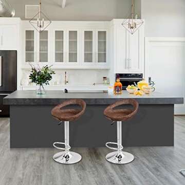 SUPER DEAL Adjustable Pub Wicker Barstool All Weather Patio Bar Stool Indoor/Outdoor w/Gas Lift 25-3...