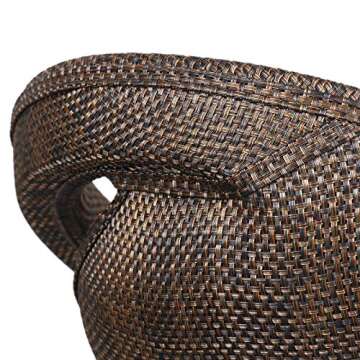 SUPER DEAL Adjustable Pub Wicker Barstool All Weather Patio Bar Stool Indoor/Outdoor w/Gas Lift 25-34 inch, Open Back and Chrome Steel Footrest