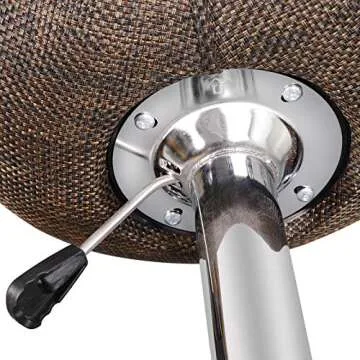 SUPER DEAL Adjustable Pub Wicker Barstool All Weather Patio Bar Stool Indoor/Outdoor w/Gas Lift 25-34 inch, Open Back and Chrome Steel Footrest