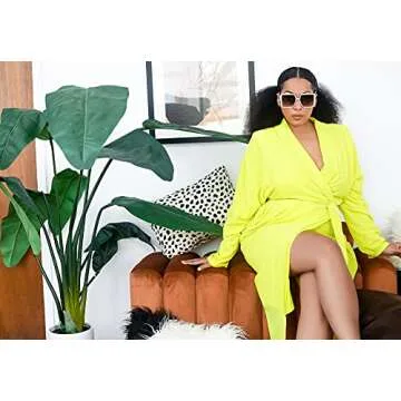 Pantora Women's Wanda Draped Asymmetrical Wrap Dress, Yellow, Large