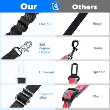 Vastar Dog Seat Belt Harness, 2 Packs Pet Dog Seat Belt Leash Adjustable Dog Cat Safety Leads Harnes...