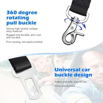 Vastar Dog Seat Belt Harness, 2 Packs Pet Dog Seat Belt Leash Adjustable Dog Cat Safety Leads Harness, Vehicle Car Seatbelt Harness for Pets with Elastic Nylon Bungee Buffer for Shock Attenuation
