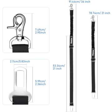 Vastar Dog Seat Belt Harness, 2 Packs Pet Dog Seat Belt Leash Adjustable Dog Cat Safety Leads Harness, Vehicle Car Seatbelt Harness for Pets with Elastic Nylon Bungee Buffer for Shock Attenuation