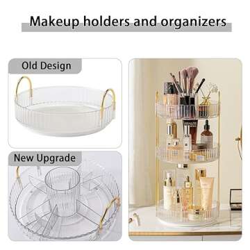 shuang qing 360° Rotating Makeup Organizer, High-Capacity Bathroom Countertop Vanity Organizers, 3 ...