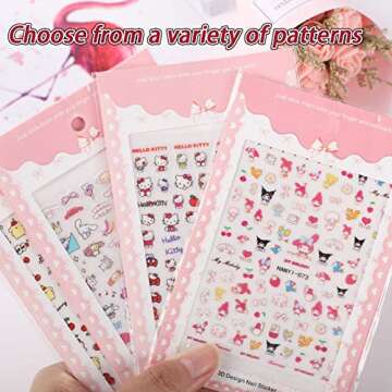 Cute Nail Stickers Cartoon Nail Art Stickers for Nail Art Decoration DIY, Kawaii Nail Charms Nail De...