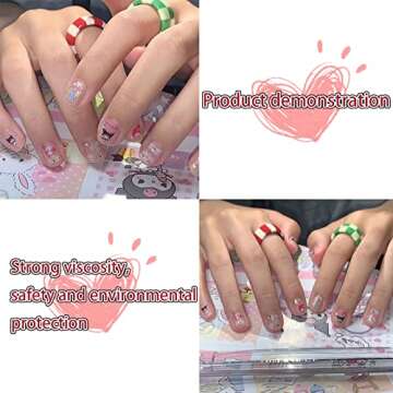 Cute Nail Stickers Cartoon Nail Art Stickers for Nail Art Decoration DIY, Kawaii Nail Charms Nail Decals for Women Kids Girls