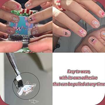 Cute Nail Stickers Cartoon Nail Art Stickers for Nail Art Decoration DIY, Kawaii Nail Charms Nail Decals for Women Kids Girls