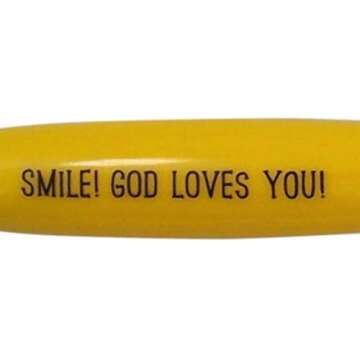 Inspirational Pen Religious Inspirational Message Retractable Ink Yellow Pen, Pack of 6