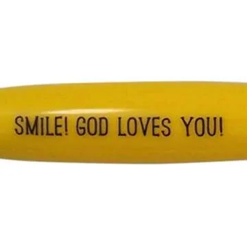 Inspirational Pen Religious Inspirational Message Retractable Ink Yellow Pen, Pack of 6