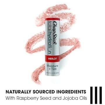 ChapStick Total Hydration Moisture + Tint Merlot Tinted Lip Balm Tube, Merlot Tinted ChapStick for Lip Care - .12 Oz