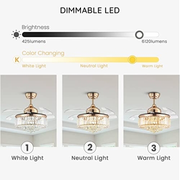 Elegant CROSSIO Crystal Ceiling Fan Light with Remote Control