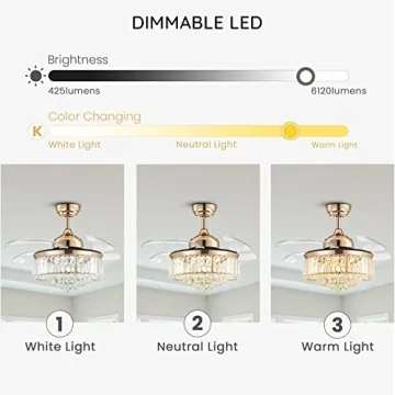 Elegant CROSSIO Crystal Ceiling Fan Light with Remote Control