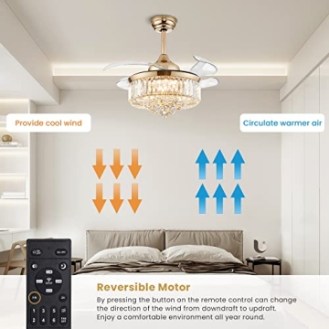 Elegant CROSSIO Crystal Ceiling Fan Light with Remote Control