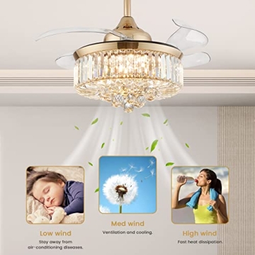 Elegant CROSSIO Crystal Ceiling Fan Light with Remote Control