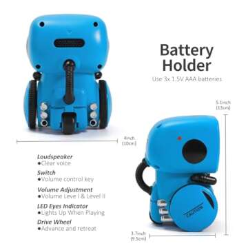 GILOBABY Kids Robot Toys, Interactive Robot Companion Smart Talking Robot with Voice Control Touch Sensor, Dancing, Singing, Recording, Repeat, Birthday Gifts for Boys Ages 3+ Years (Blue)