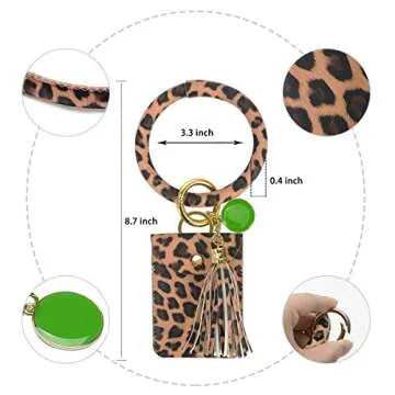 Takyu Keychain Bracelet, Leather Wristlet Keychain Bracelet with Tassel for Women