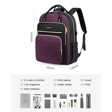 LOVEVOOK Laptop Backpack Purse for Women, 15.6" Laptop Bag for Travel with USB Port, Water Resistant...