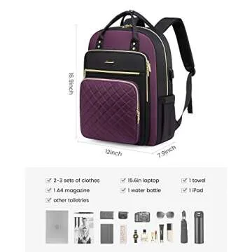 LOVEVOOK Laptop Backpack Purse for Women, 15.6" Laptop Bag for Travel with USB Port, Water Resistant...