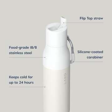 LARQ Flip Top Insulated Water Bottle | Stylish, Durable Hydration