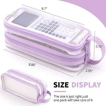 ANGOOBABY Large Mesh Pencil Case 2 Compartment Clear Bag