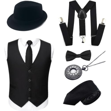 Soffpjy 1920s Men's Costume Gatsby Gangster Accessories Set for Parties and Halloween