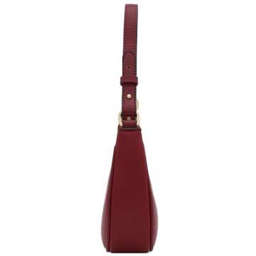 FashionPuzzle Small Crescent Shoulder Bag Underarm Purse (Wine)