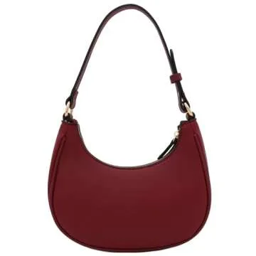 FashionPuzzle Small Crescent Shoulder Bag Underarm Purse (Wine)