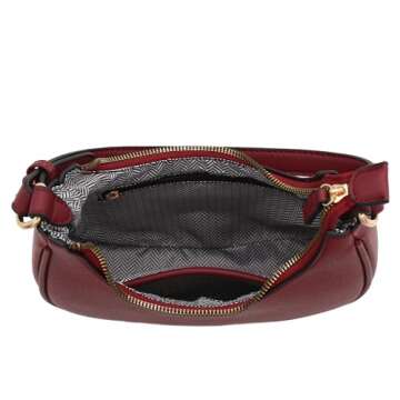 FashionPuzzle Small Crescent Shoulder Bag Underarm Purse (Wine)