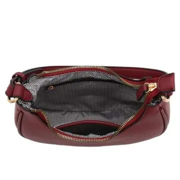 FashionPuzzle Small Crescent Shoulder Bag Underarm Purse (Wine)