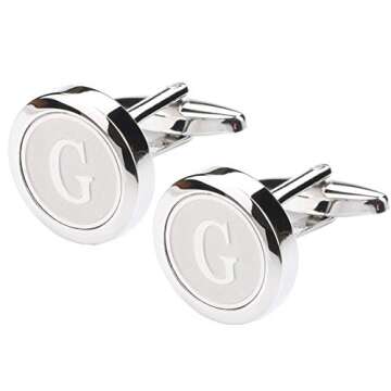 Dannyshi Mens Classic Stainless Steel Initial Cufflinks 26 Alphabet Initial Letter Cufflinks Business Wedding Shirts A-Z (G)