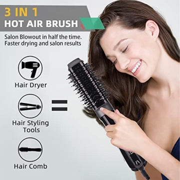 Hair Dryer Brush, Hot Air Brush, Volumizer & Styler & Dry 3 in 1, 1000 Watt Salon Lightweight Negative Ion Ceramic Oval Design Blow Dryers for Drying,Straightening,Curling,Volumizing