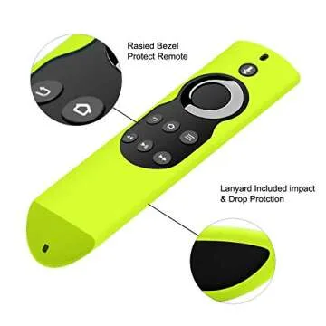 [2 Pack] Anti-Slip Shockproof Silicone Remote Case Cover with Lanyard for Fire TV with 4K Alexa Voice Remote (2017 Edition) (2nd Gen) / Fire TV Stick Alexa Voice Remote (Green + Turquoise)