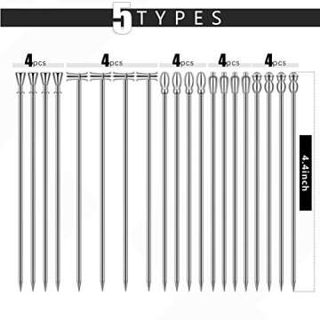 20Pcs Stainless Steel Cocktail Picks - Eco-Friendly, Reusable, Elegant