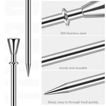 Premium 20Pcs Stainless Steel Cocktail Picks for Party