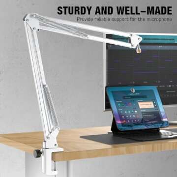 FIFINE XLR/USB Gaming Microphone Bundle with Metal Boom Arm, Dynamic RGB Mic with Mute, Gain, Monitoring for Streaming, Vocal Recording, Podcast Arm Stand for Home Studio Video Creation (AM8W+CS1W)