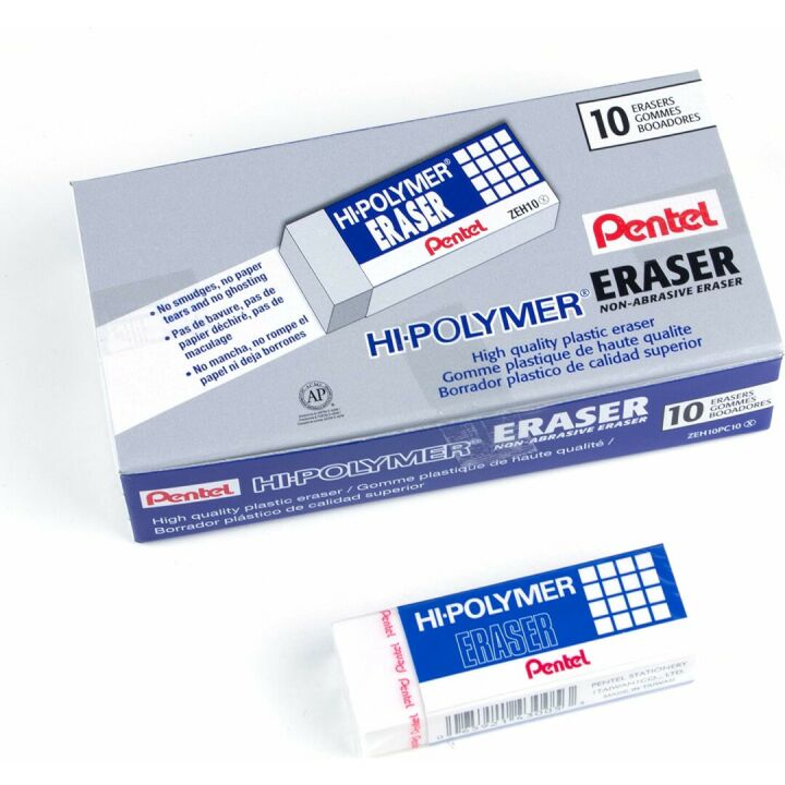 Pentel Hi-Polymer Block Erasers Pack of 10 - Large