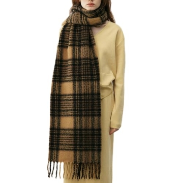 OUINIYA Large Chunky Plaid Scarf Checked Colorful Oversized Scarves Soft Big Cashmere Wool Thick Win...
