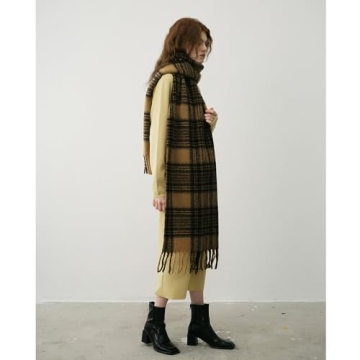 OUINIYA Large Chunky Plaid Scarf - Oversized Wool Warmth