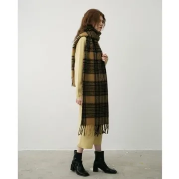 OUINIYA Large Chunky Plaid Scarf - Oversized Wool Warmth