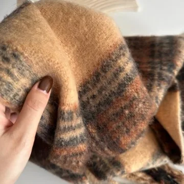 OUINIYA Large Chunky Plaid Scarf - Oversized Wool Warmth