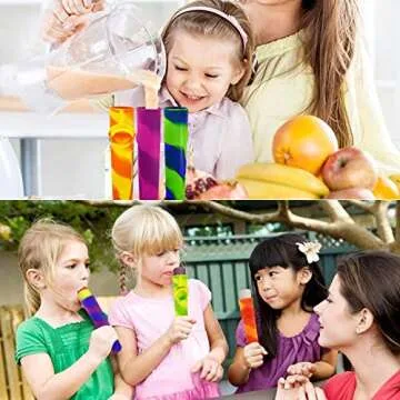Bangp Popsicle Molds for Kids,6 Pieces Popsicles Molds Silicone BPA- Free Popsicle Molds with Rack,Multicolored Reusable Popsicle Maker Ice Pop Molds Attached Lids for Adults Kids with Cleaning Brush