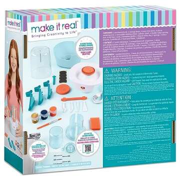 Make It Real Mini Pottery Studio - 26-Piece DIY Pottery Kit with Mess-Free Air Dry Clay - Create 10 Miniature Projects, Beginner to Master Levels - Innovative Centering Tool - Great for Kids Ages 8