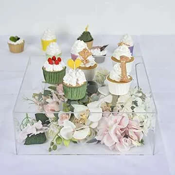 Balsa Circle 14-Inch Clear Acrylic Display Box Cake Stand Centerpiece Pedestal Riser Party Wedding Decorations Supplies